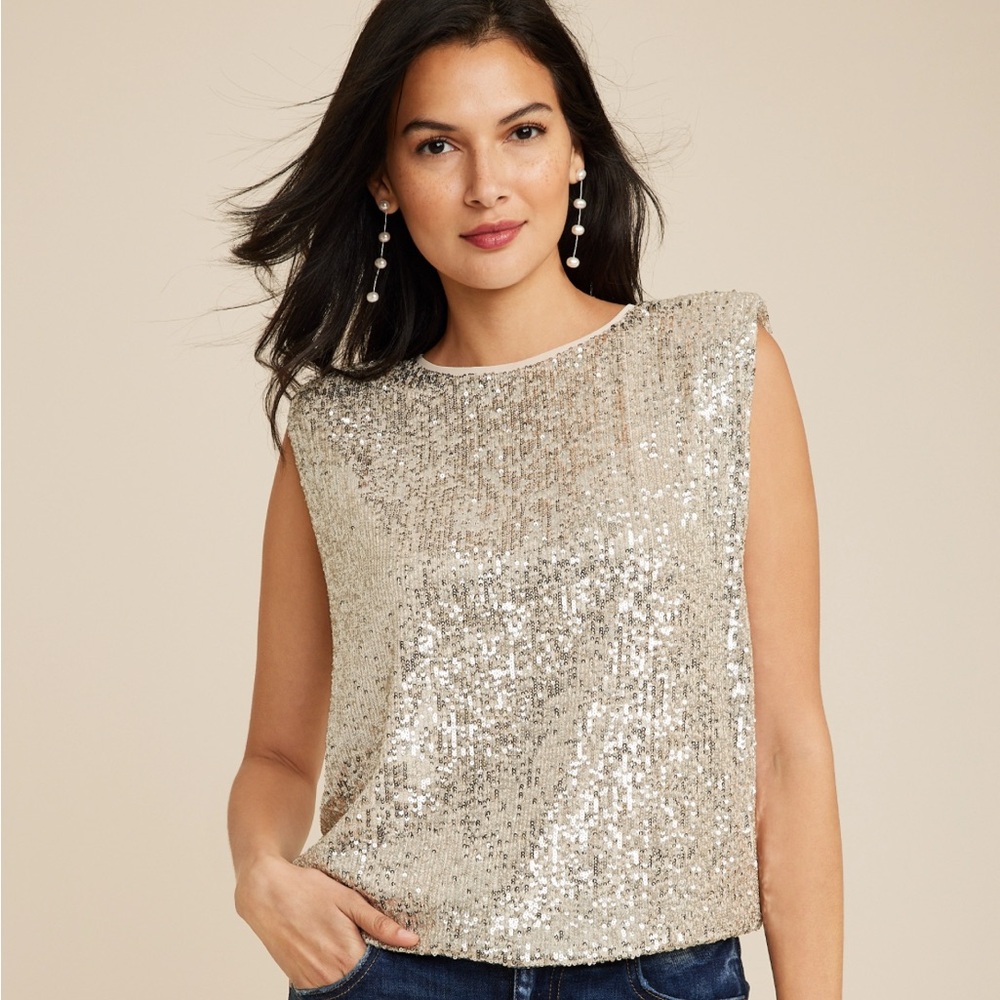 Maurices edgely Sequin Padded Shoulder Top.  NWT.